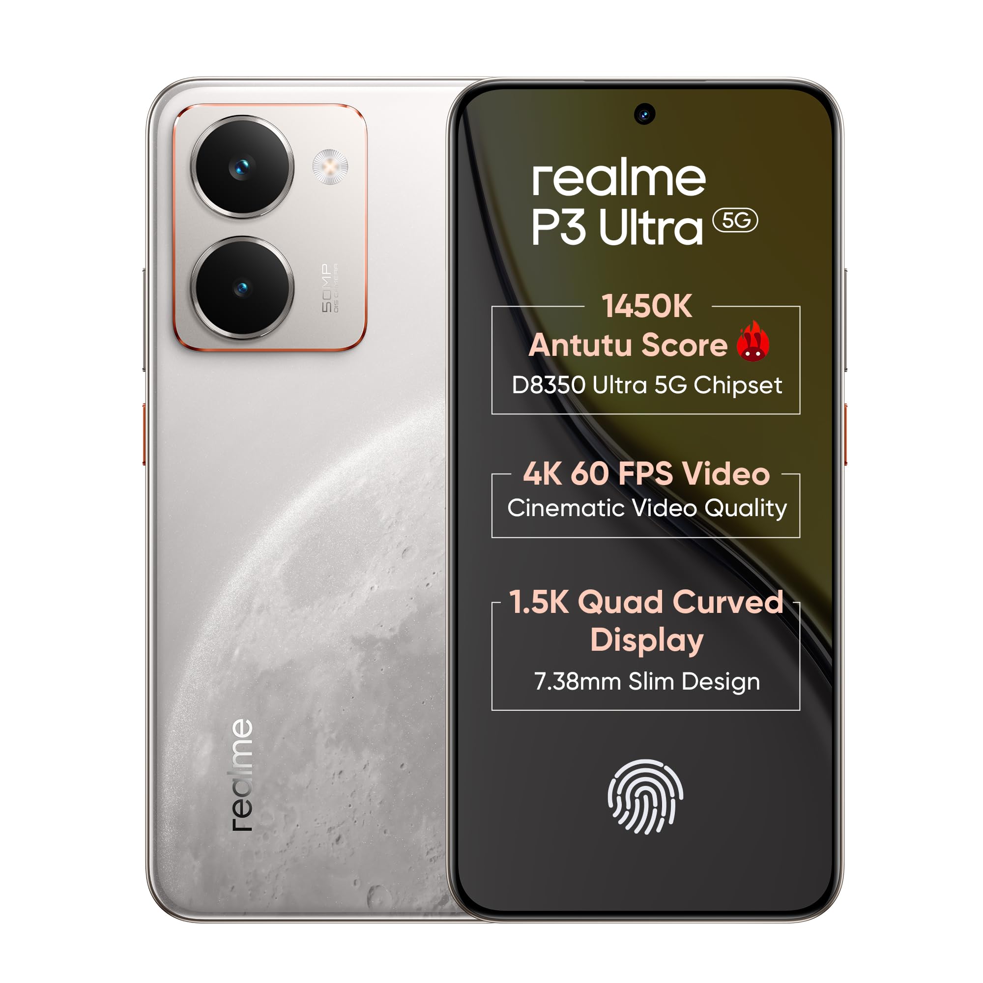 realme P3 Ultra 5G Smartphone 12+256 White,6.83-inch Screen,20Hz